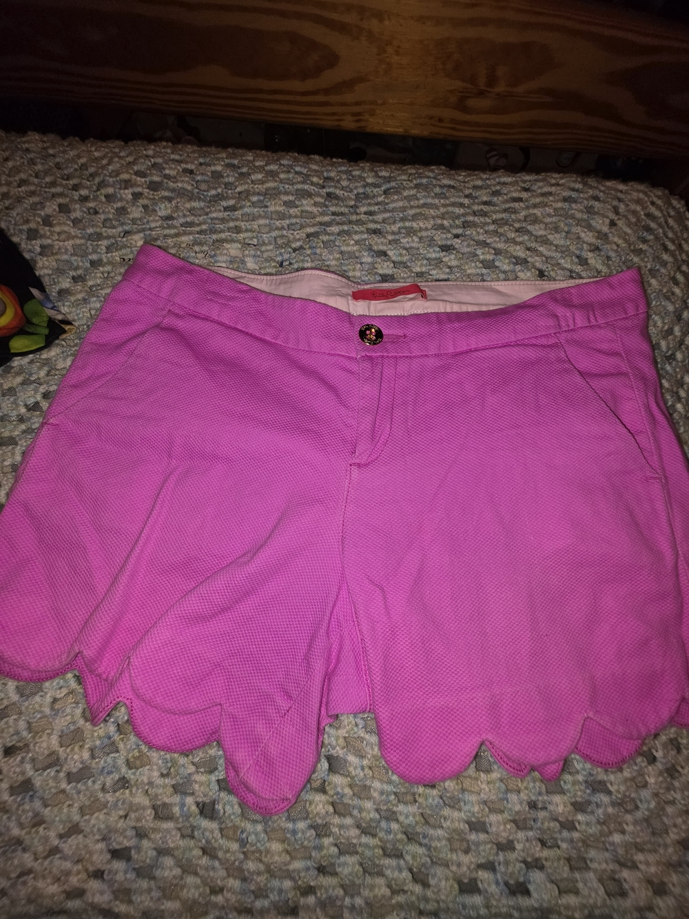 Lilly Pulitzer Bright Pink Scallop-Hem High Waist Shorts